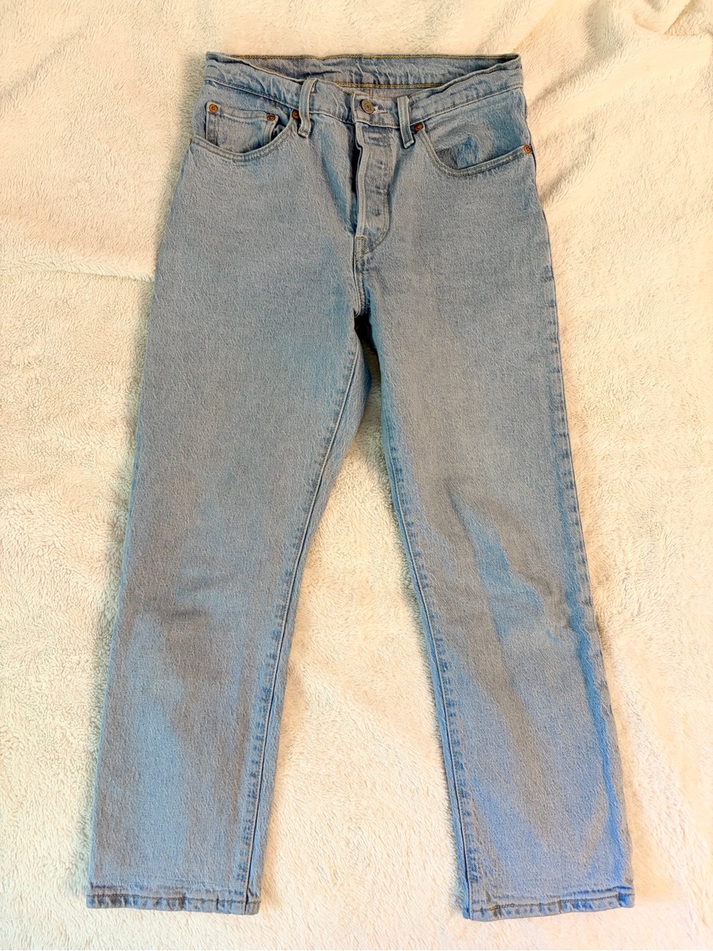 Levi's 501 Women's Jeans 28x26 Blue Button Fly Light wash denim
